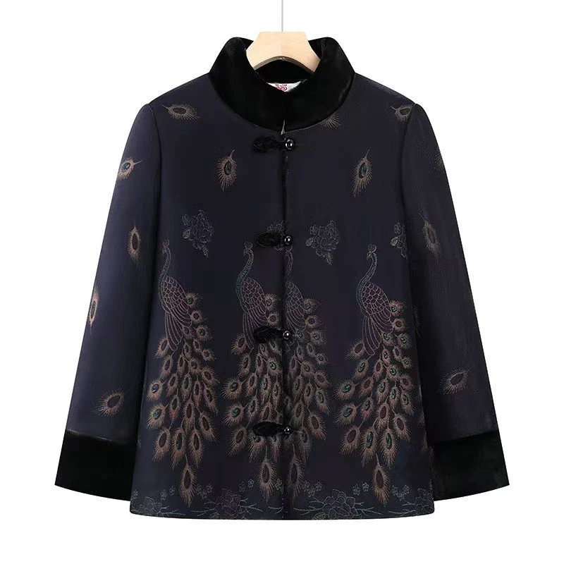 11976-新款老太太冬季衣服加绒棉袄唐装外套加厚保暖【A仓】