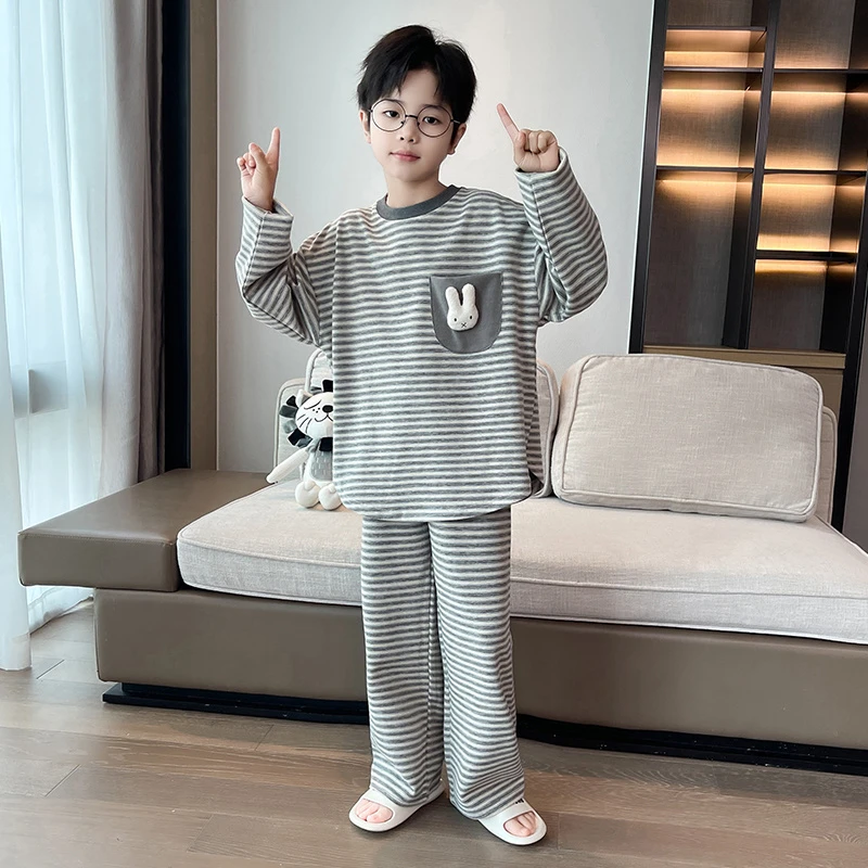 儿童装男童秋装纯棉睡衣2025新款春秋款中大童德绒秋季男孩家居服