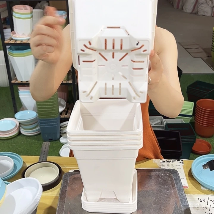 正品方盆口16高18白色5个带托