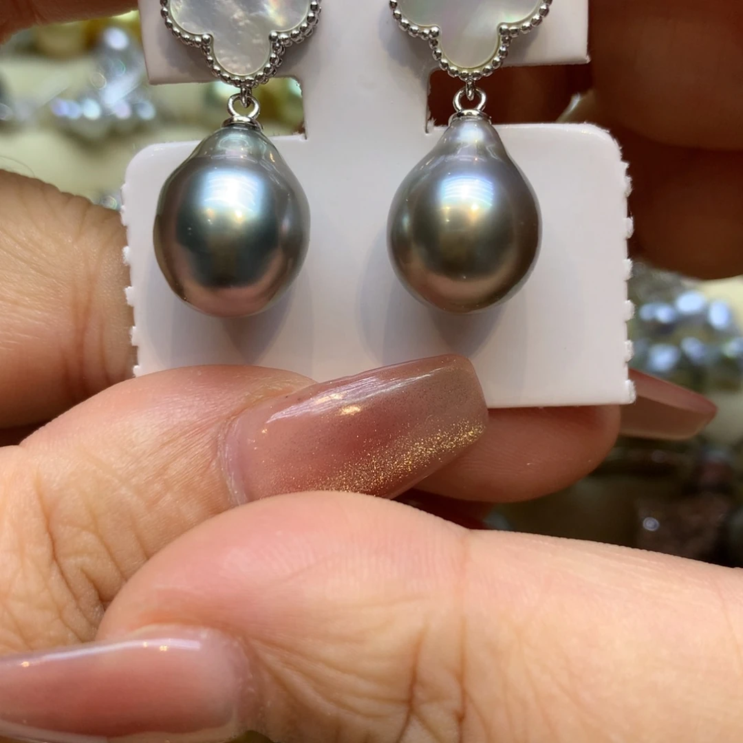 银S925镶嵌耳饰海水珍珠