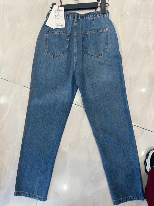 宽松舒适复古水洗牛仔裤高腰显瘦休闲百搭香蕉裤女装