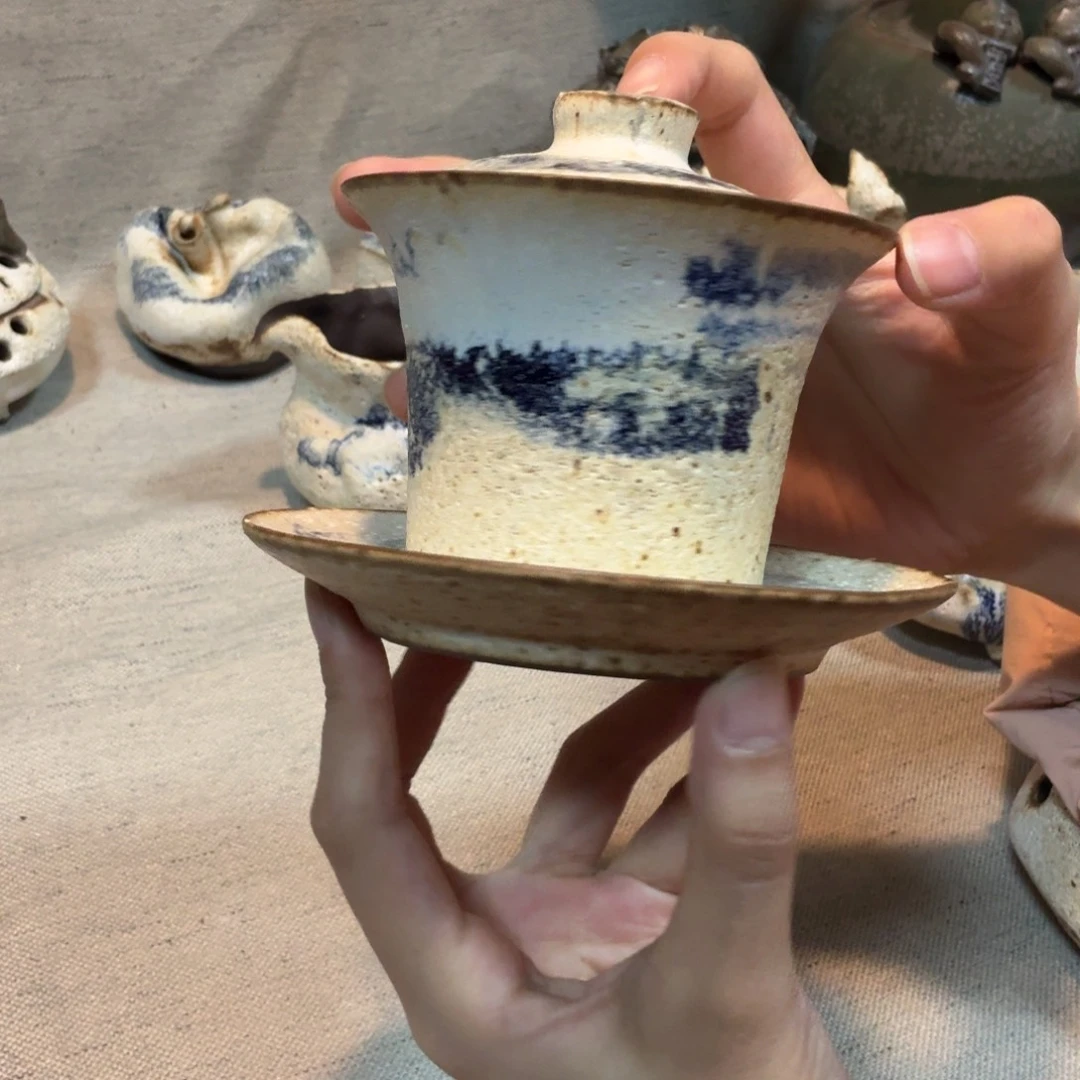 粉引三才盖碗一套一套