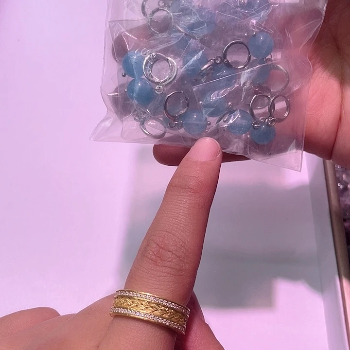 水晶手链银S925镶嵌海蓝宝耳饰