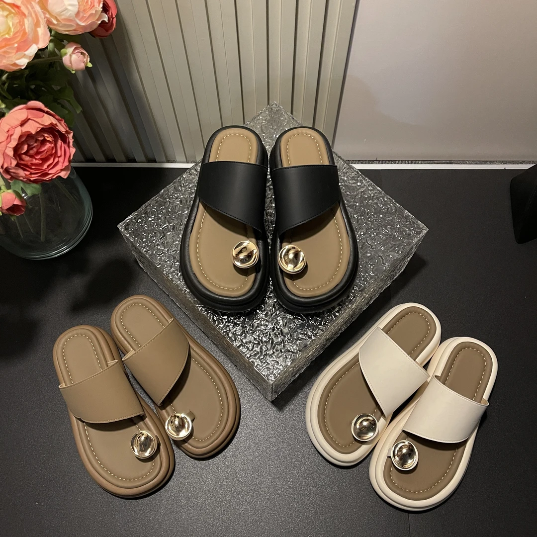 2025年春夏季时尚百搭鸽子蛋小众设计款软底防滑爆款套趾拖鞋-5CM