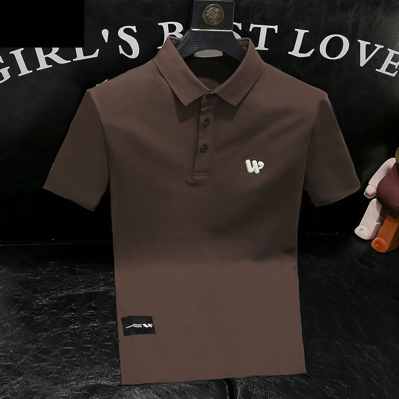 高级感2025夏季新款复古翻领男士修身T恤潮牌刺绣百搭短袖POLO衫