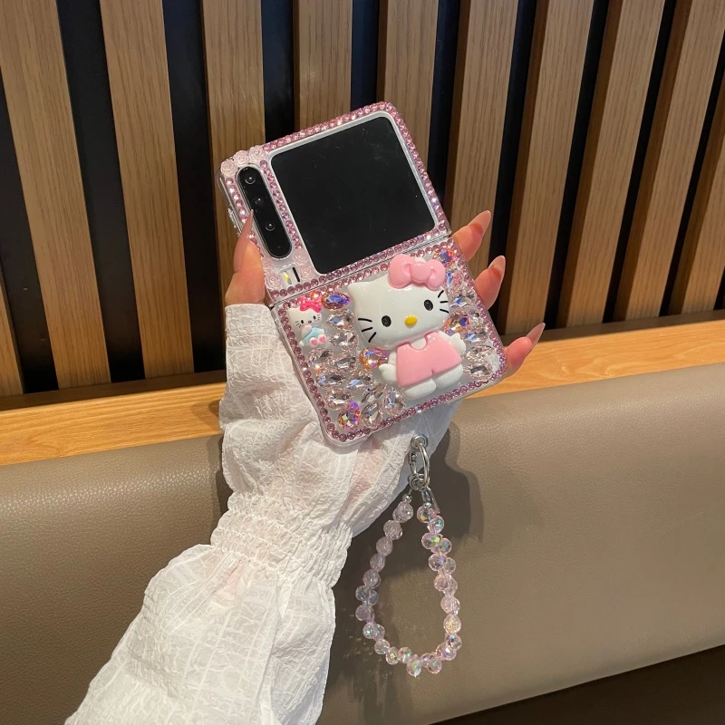 适用于华为purax手机壳彩绘满钻立体kt猫挂饰pocket2外壳p50可爱