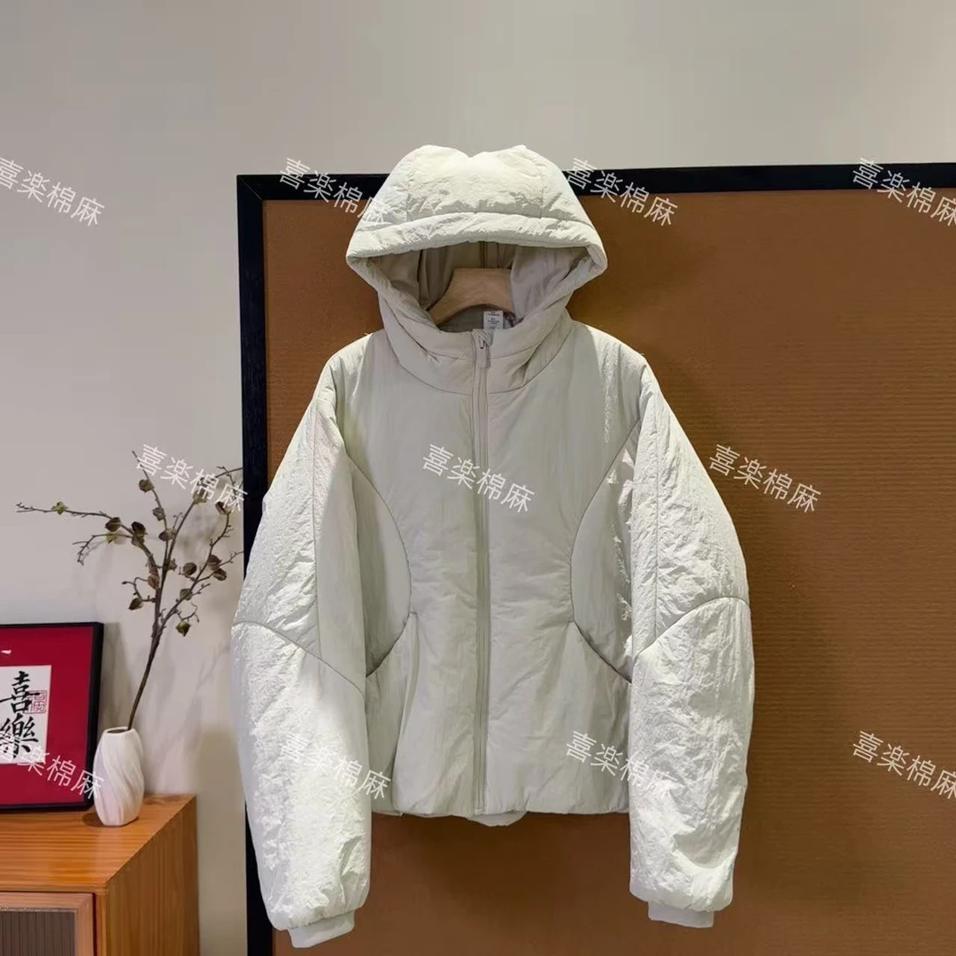 喜樂  2025定制连帽纯色简约基础夹棉棉服外套冬季新款时尚百搭女