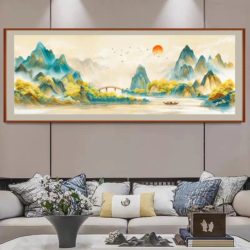 【美娜丽莎】万里江山风景画客厅卧室简约十字绣42色满绣无勾边