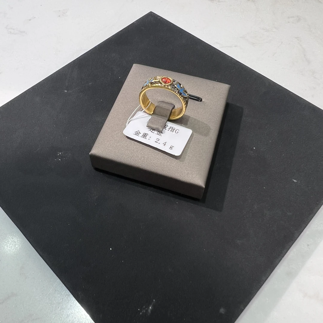 【liveup足金戒指】烧蓝飞鸟爱心戒指黑金502