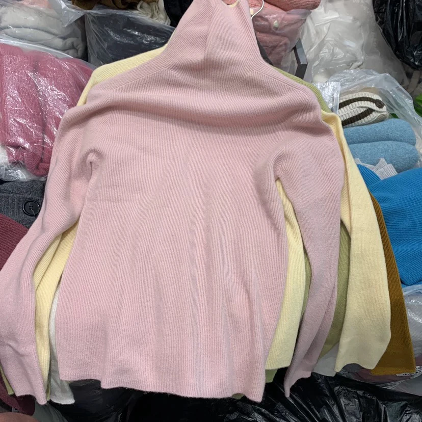 纯色堆堆领无缝一体长袖针织衫女秋冬复古叠穿内百搭打底衫上衣潮