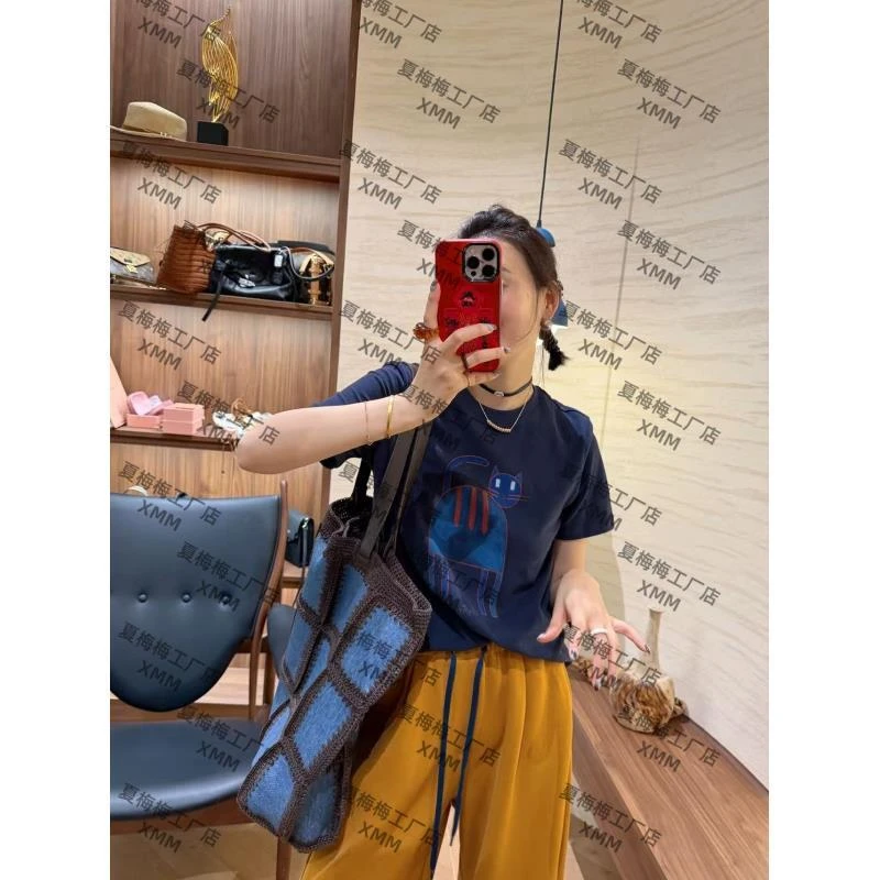 XMM【卡通猫咪T恤】休闲时尚百搭潮流显瘦洋气短袖短款设计感190228