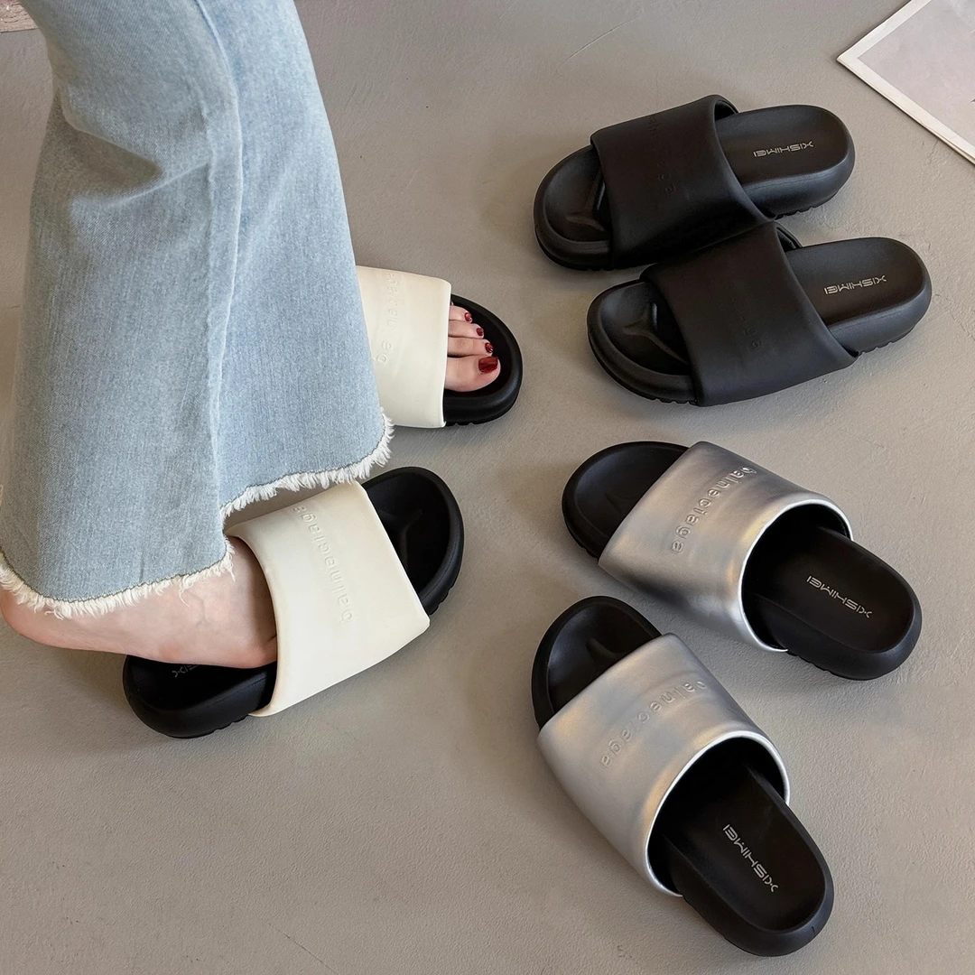 欧洲站拖鞋女夏外穿2025新款超火百搭小个子厚底舒适休闲凉拖鞋子