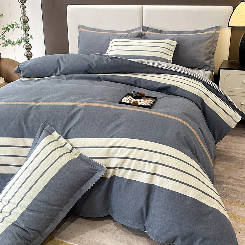 清仓加厚简约斜纹棉四件套床上用品磨毛被套床单双人被罩学生宿舍