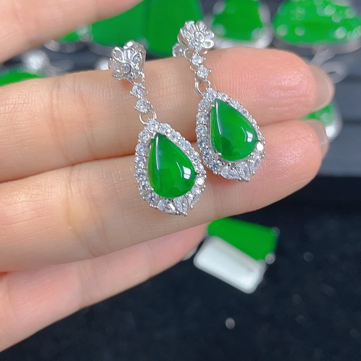 吊坠(不含链)银S925镶嵌翡翠