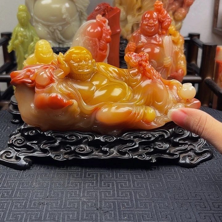 开***心寿山石罗汉大摆件
