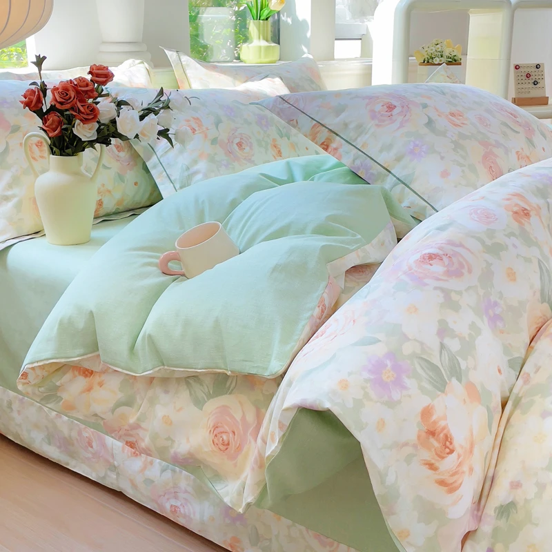 2025新款小清新少女心全棉纯棉四件套学生宿舍单人被罩床单三件套