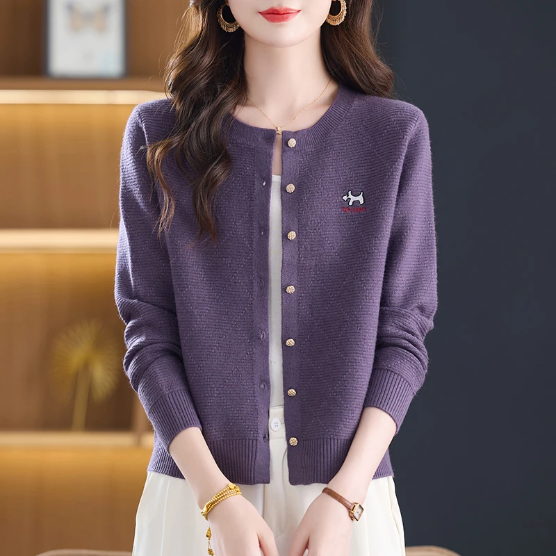 哥弟阿玛施正品2025秋季新款常规上衣外搭时尚宽松舒适针织女开衫