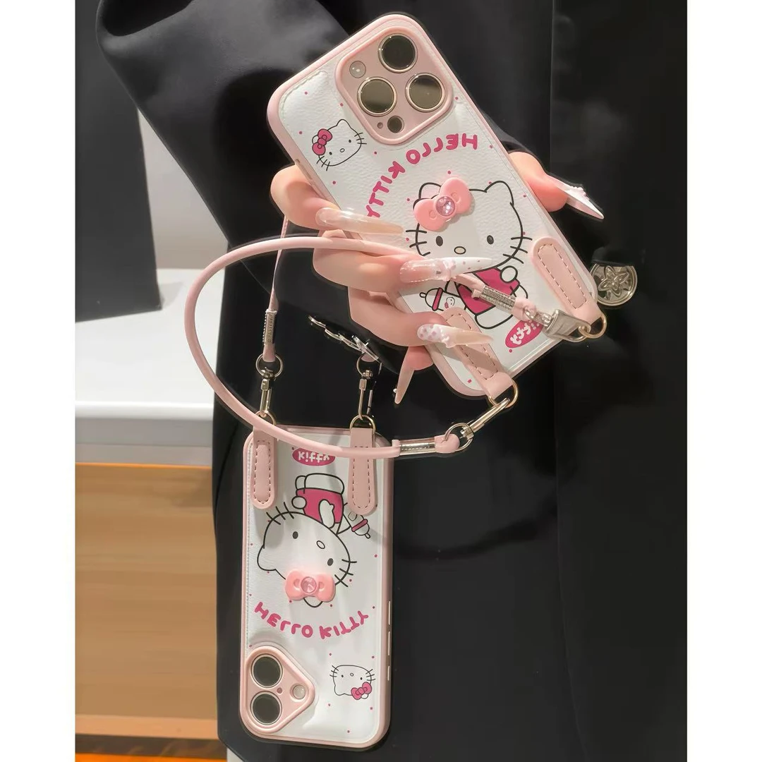 蝴蝶结KT挂绳适用苹果16promax手机壳iPhone15华为vivo小米14oppo