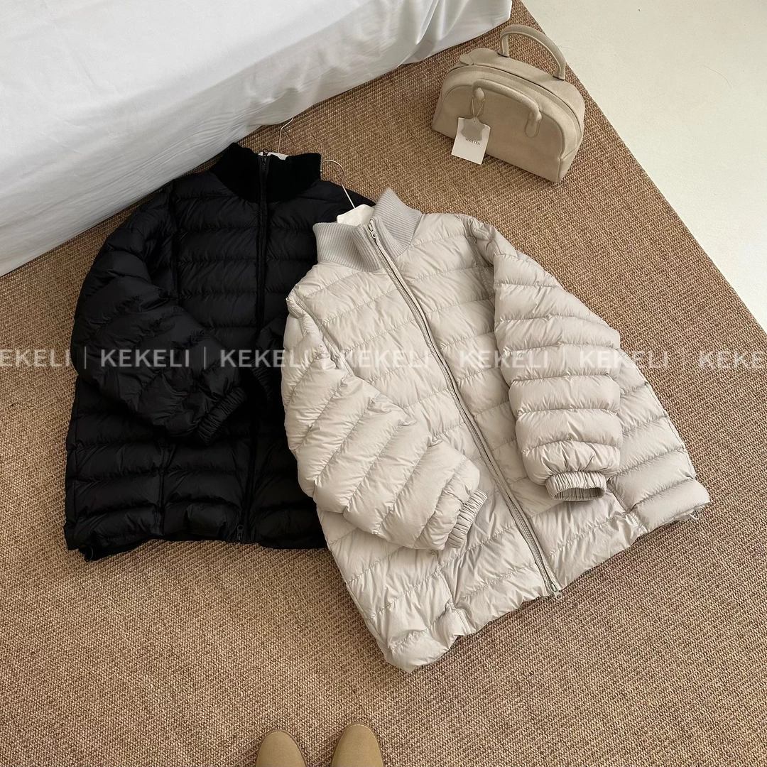 KEKELI 2025年秋冬立领针织领宽松排骨韩版休闲羽绒服