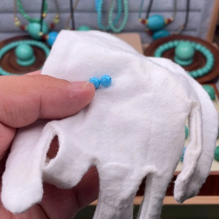 時***】直径6蓝色圆珠一对