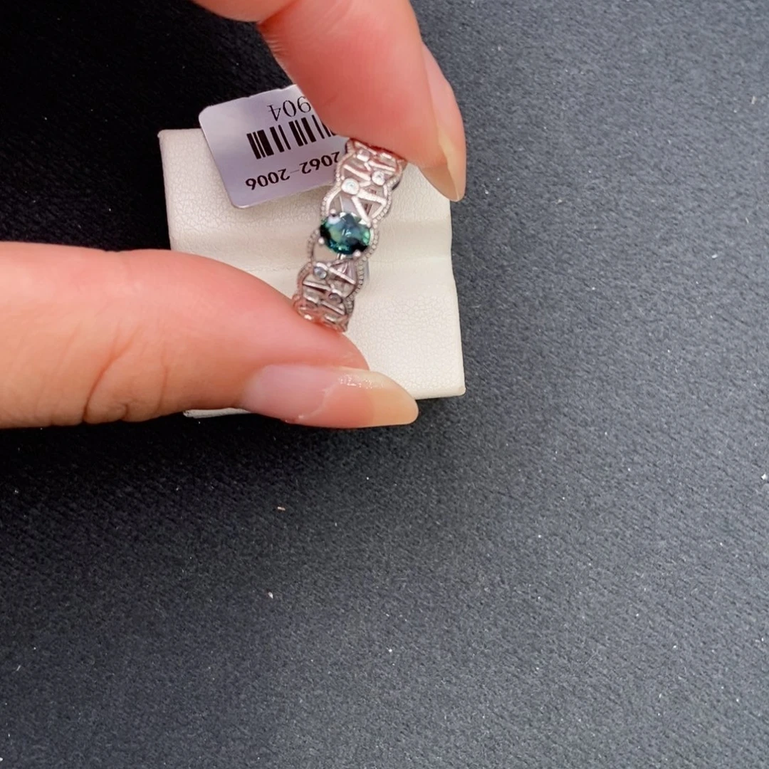 戒指蓝宝石银S925镶嵌