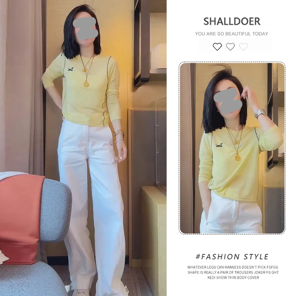 巨好看的秋装一整套女2025新款长袖T恤弯刀裤裤子两件套