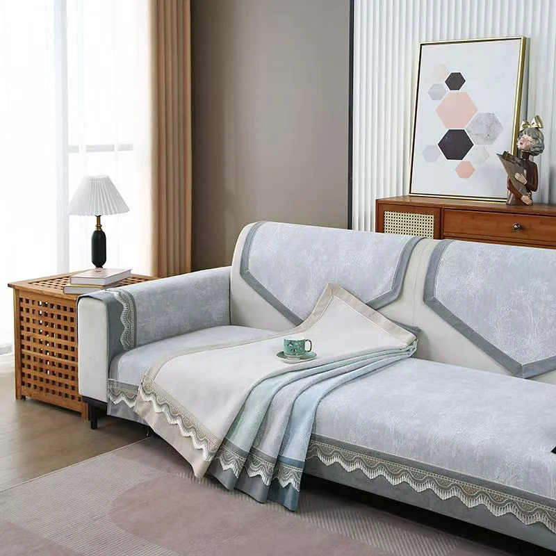 【卢先生竹林别院】四季通用高端羊绒雪尼尔沙发垫防滑高档布艺