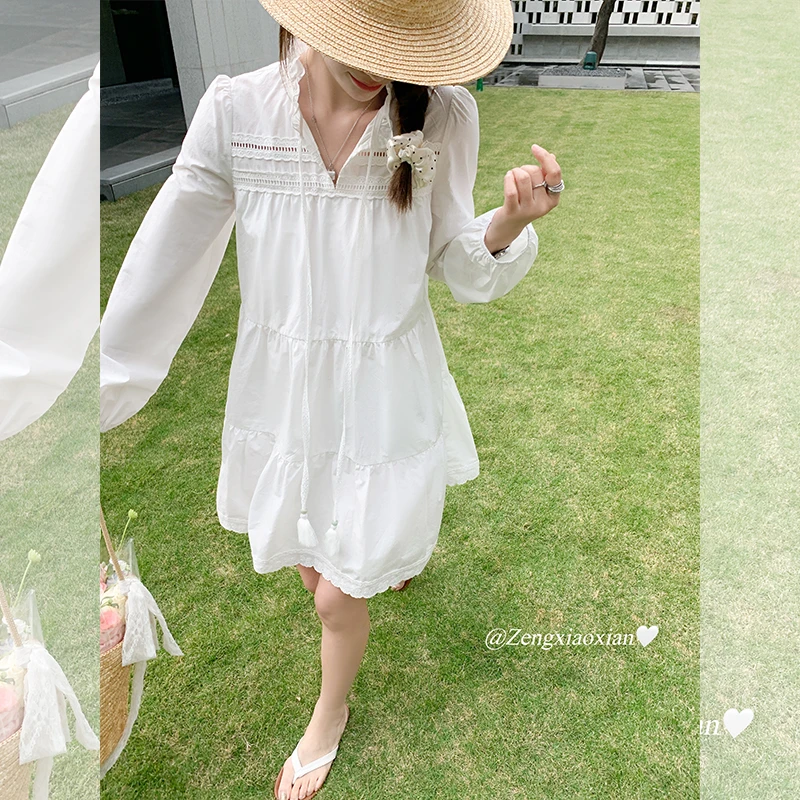 曾小咸 新品上新20:00PM法式白色连衣裙Z251LQP0494