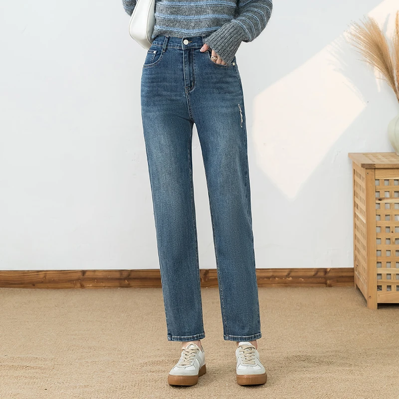 哈伦牛仔裤女秋季2025年新款高腰显瘦萝卜裤宽松小个子老爹裤子