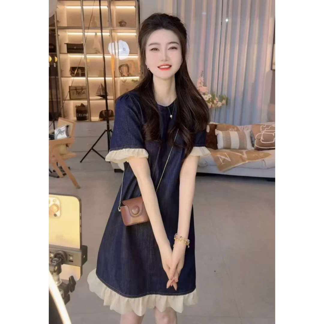 『花边牛仔U』设计显瘦百搭时尚连衣裙2531
