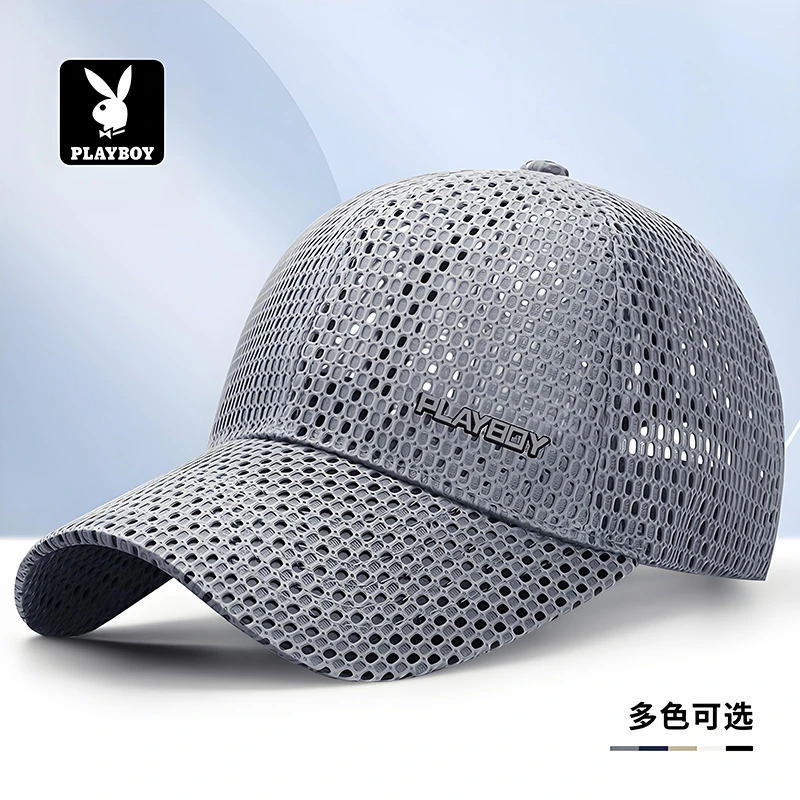 花花公子棒球帽子男款夏季新款网眼透气大头围运动鸭舌遮阳防晒帽