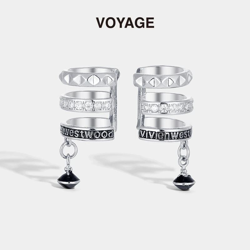 铜合金耳饰 复古多层土星耳夹女无耳洞轻奢小众设计耳骨夹耳饰