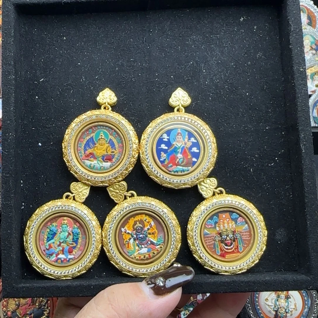 泥塑清货黄财莲花生扎基拉姆大黑天绿度母
