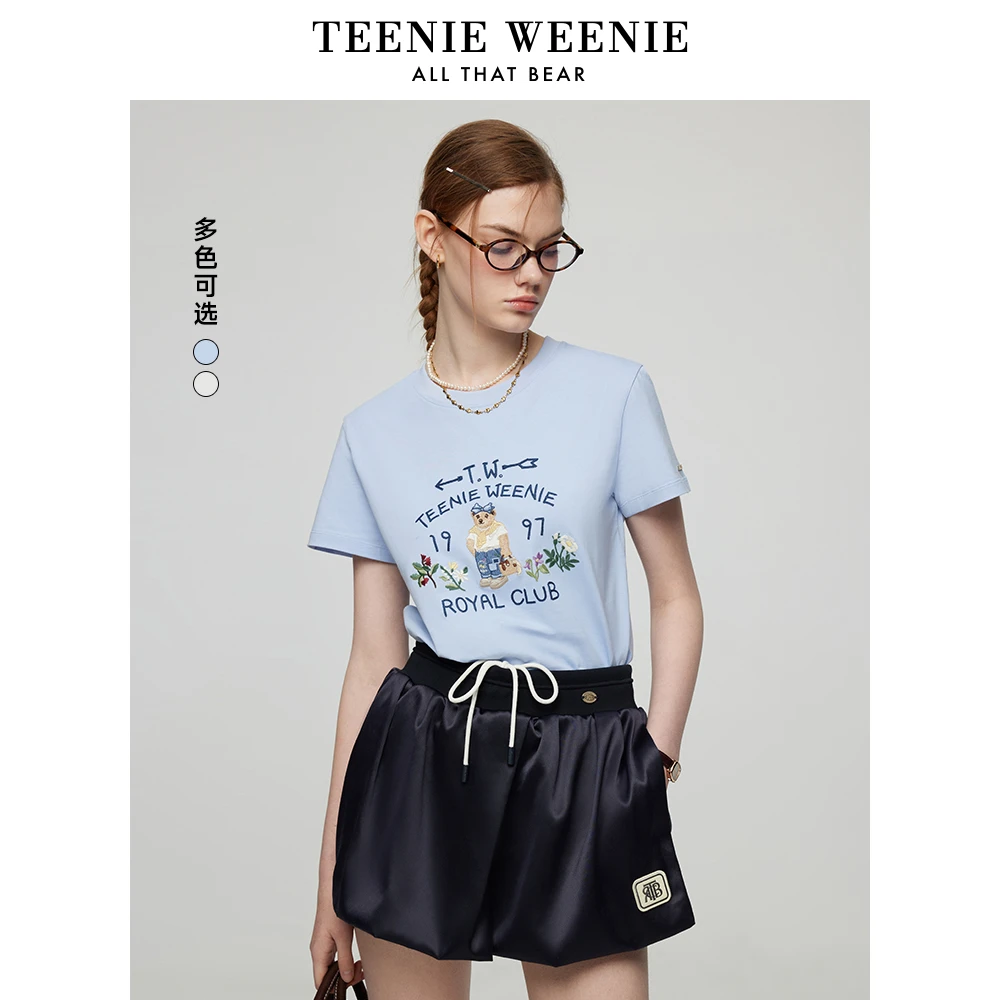 TeenieWeenie小熊女T恤25简约活力学院运动休闲短袖女TTRW252302W