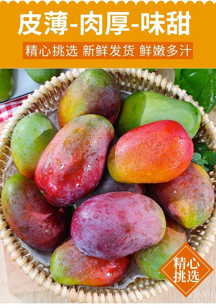 攀枝花彩虹芒果新鲜现摘核薄肉厚爆甜多汁应季水果