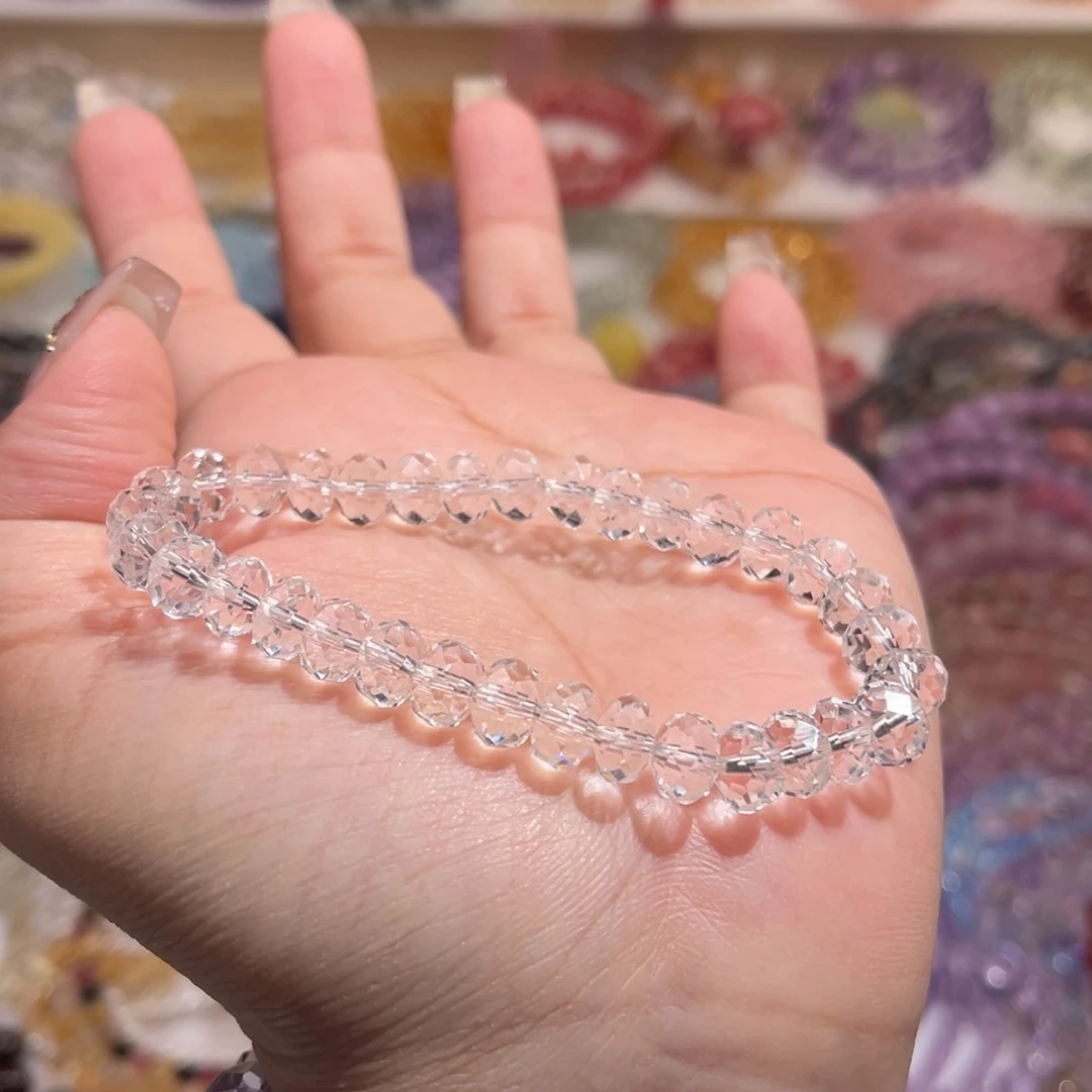 手链未镶嵌水晶7m白水晶算盘珠手串