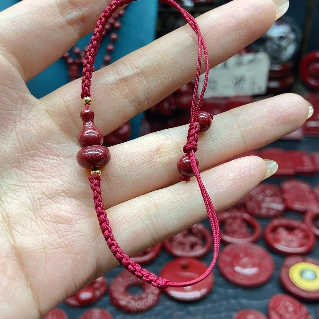 天然辰砂葫芦手绳