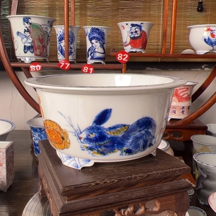 墨奈手绘陶瓷花盆
