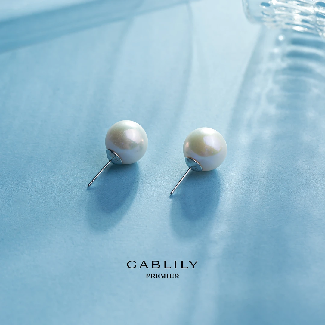 珈白丽【昕昕】GABLILY premier淡水珍珠S925银12-12.5mm耳饰时尚