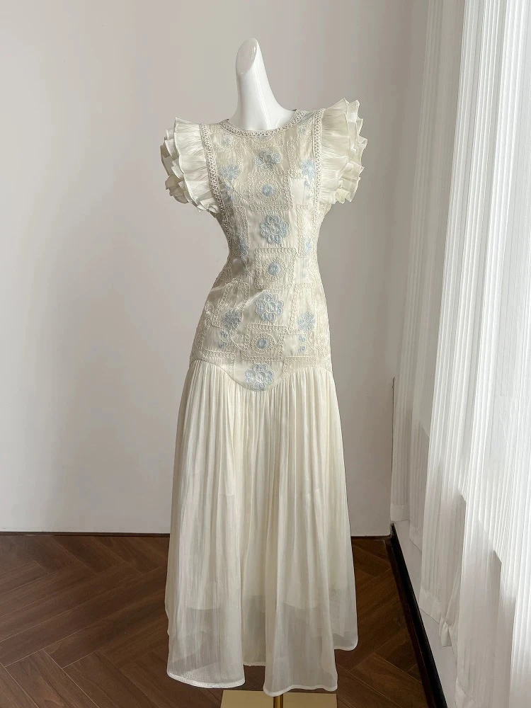 复古鱼尾连衣裙女2025夏季长裙别致独特设计感御姐风高端礼服裙子