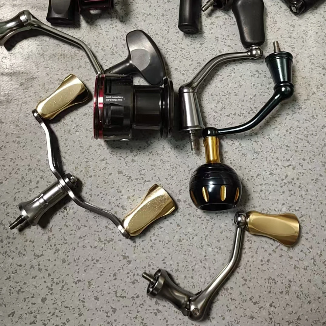 全金属防滑EVA纺车轮摇臂适合淡水海钓渔具配件