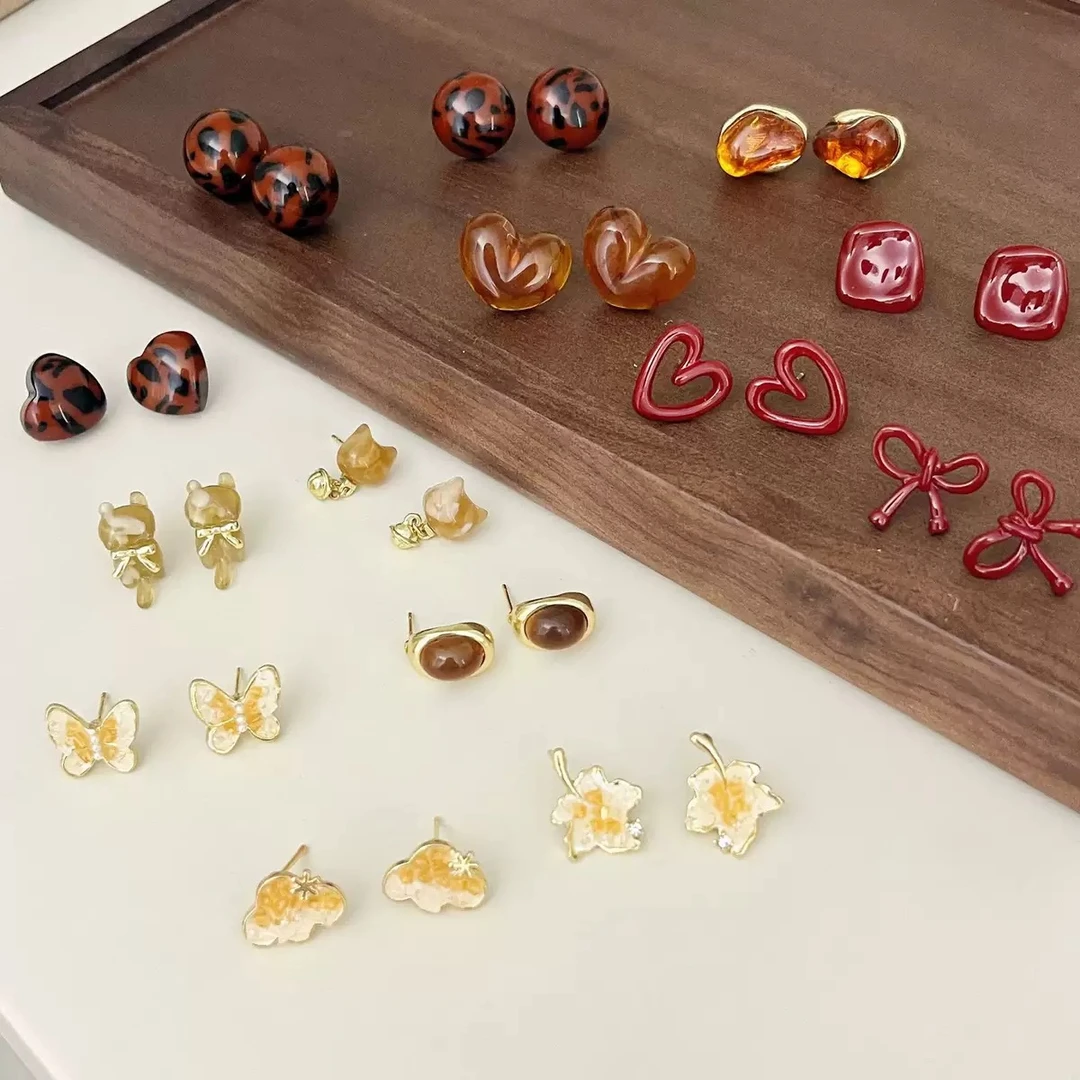 铜合金锆石耳饰 铜合金合成锆石耳饰韩版简约百搭耳饰直播间选款