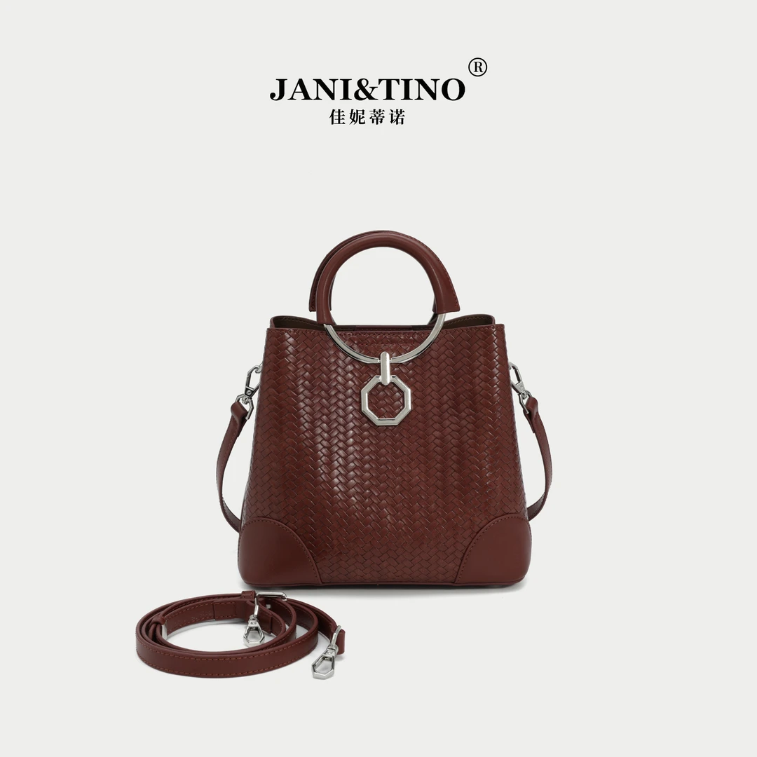 JANITINO/佳妮蒂诺新款时尚百搭女士简约单肩包3619棕