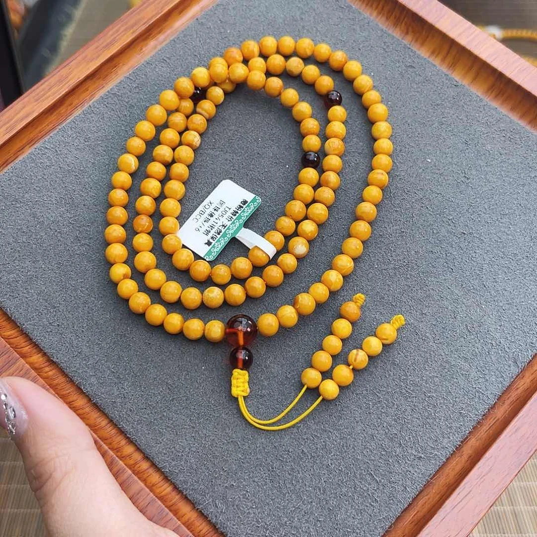 琥珀手链未镶嵌6m108鸡油黄