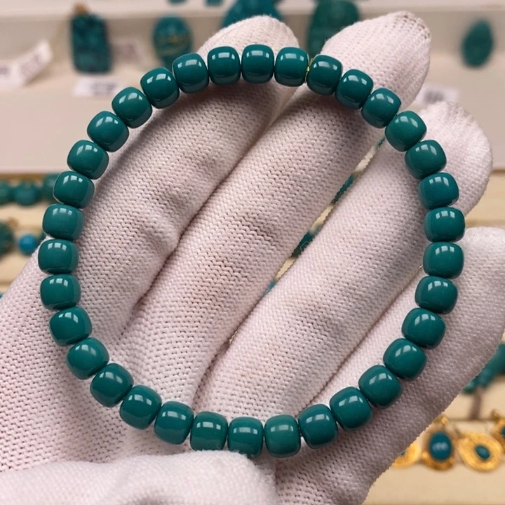 未镶嵌绿松石老型手串6.6mm新品AA1060