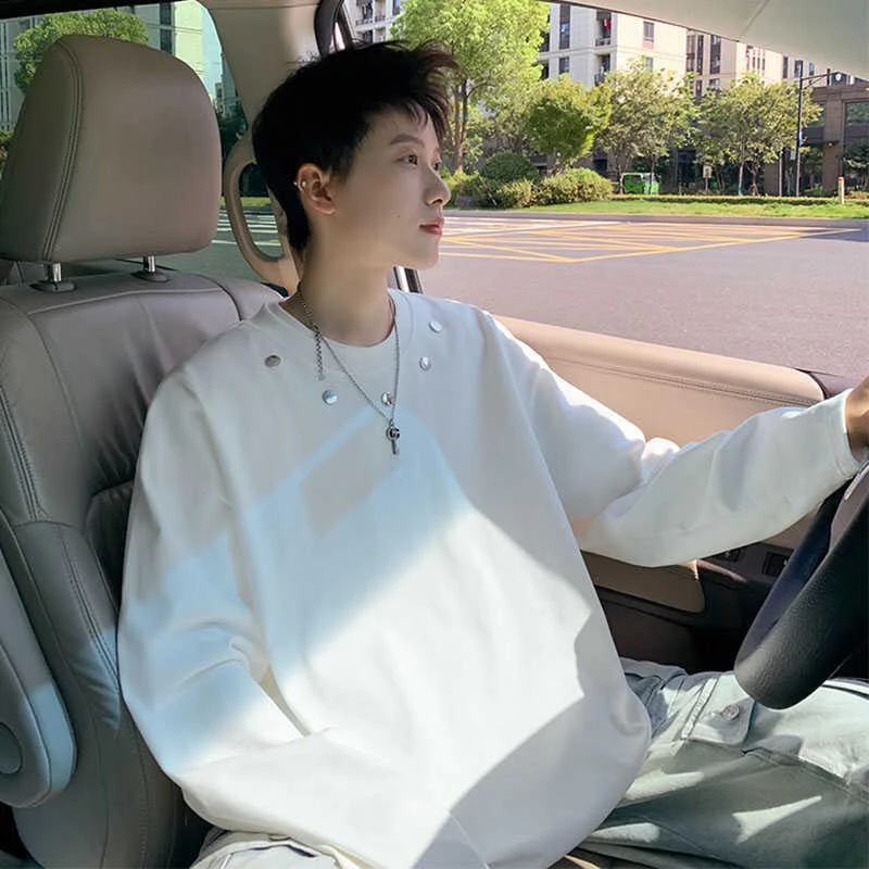 【TQUX港奢男装】2025夏季透气长袖T恤男圆领休闲潮牌青少年运动