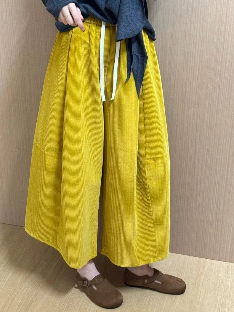 童装女童阔腿设计感九分裤儿童灯芯绒裤2025秋季新款韩版气质裤裙