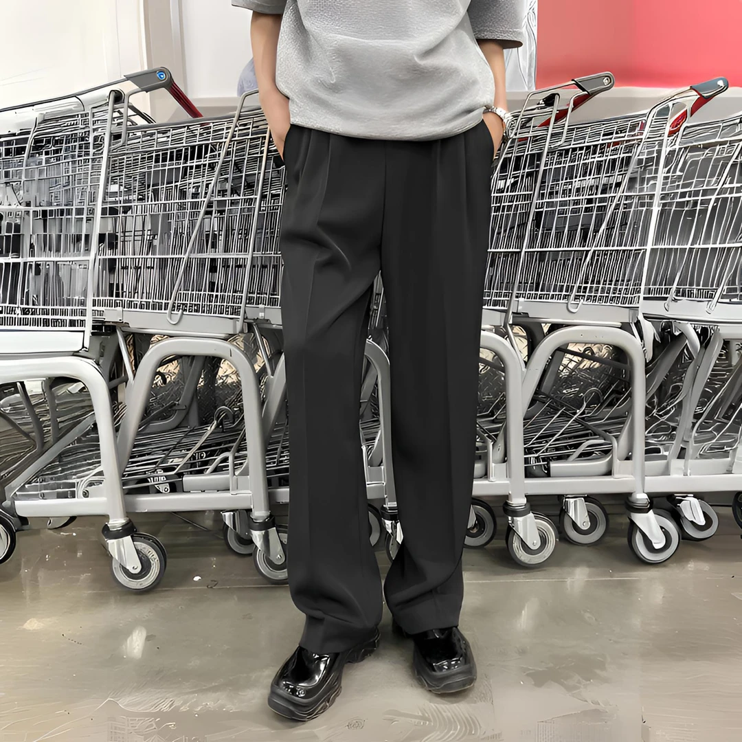 【韩韩APNDIP】夏季垂感直筒男士净化休闲裤宽松男装长裤三本针