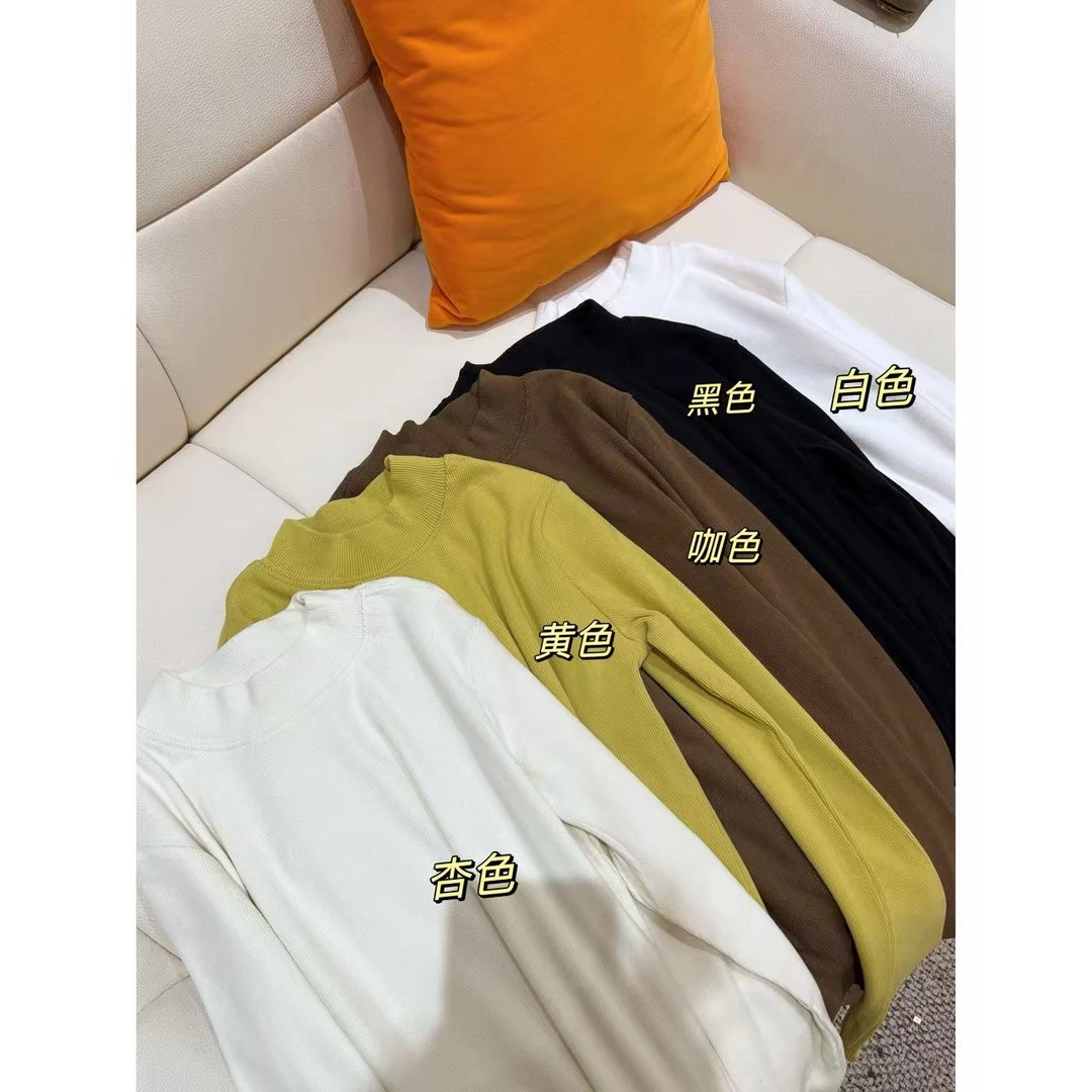 亲肤柔软立领遮肉显瘦修身简约可外穿可打底T恤上衣-T3724