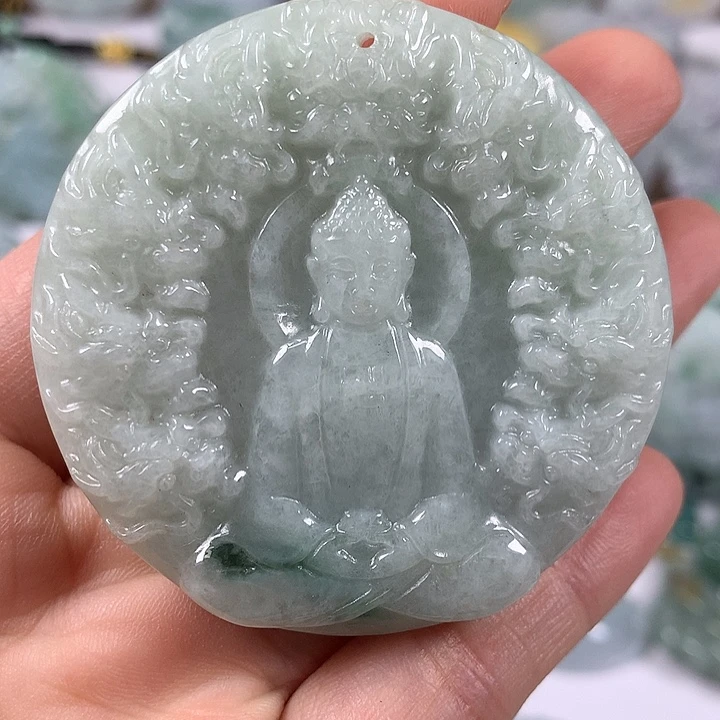 翡翠未镶嵌颈饰九龙大日如来福利两面工艺福利